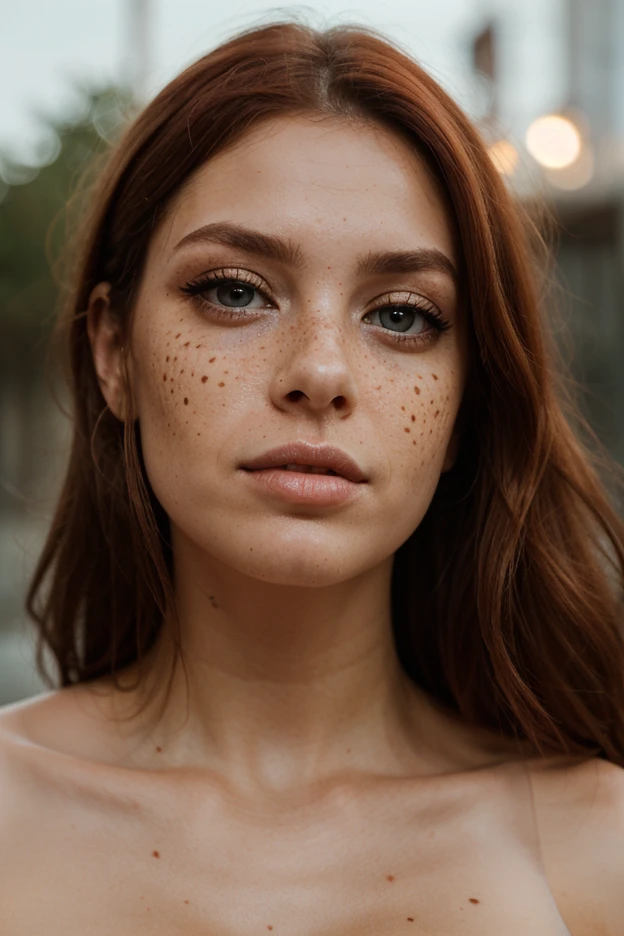cinematic photo (art by Mathias Goeritz:0.9) , photograph, Lush Girlfriend, Tax collector, Rich ginger hair, Winter, tilt shift, Horror, specular lighting, film grain, Samsung Galaxy, F/5, (cinematic still:1.2), freckles . 35mm photograph, film, bokeh, professional, 4k, highly detailed, detailed eyes, (hydrocolor lens, detailed iris)