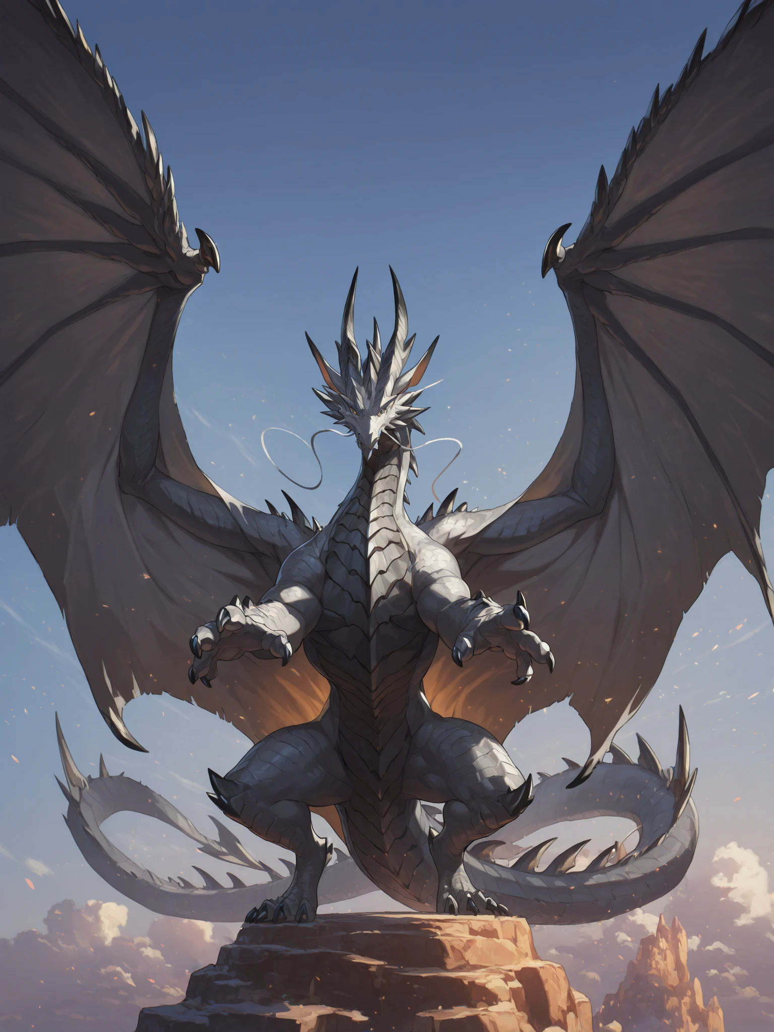 (tmasterpiece), (Best quality at best), Cinematic quality，Rendered by Octane，Ultra-detailed details，Cloud dragon composed of white clouds，Huge JAPANESE dragon，Slender dragon body，body of revolution，Dragon tail，Dragon's Horn，dragon claw，