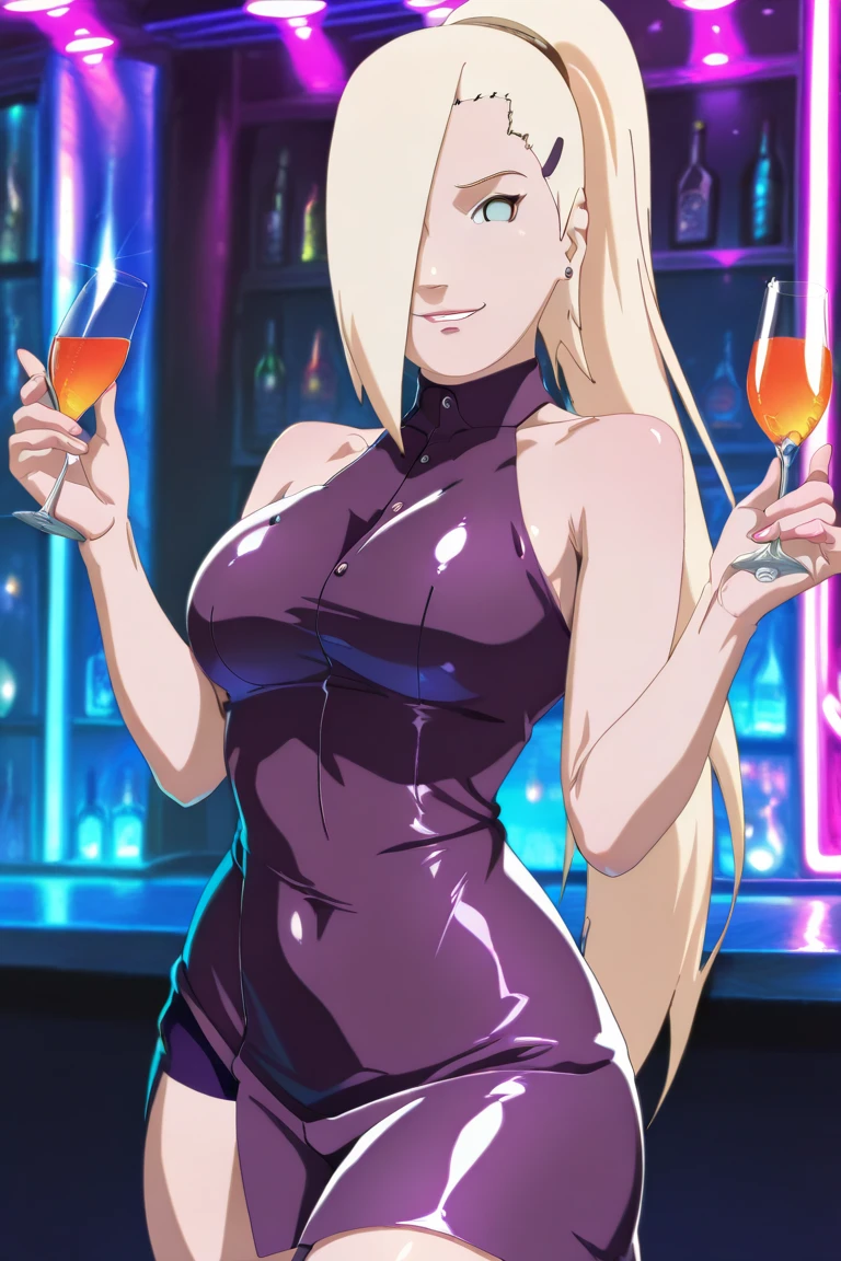 (cowboy shot), (masterpiece, best_quality, detailed, immaculate:1.3), epic, illustration,Anime Style
BREAK
ArtemisYJ,super long hair,Blonde Hair,makeup
extremely detailed clothing fabric(Black short dress) spaghetti string,extremely detailed dress ,small breast,earrings ,
BREAK
(Night, Bar, indoors,)