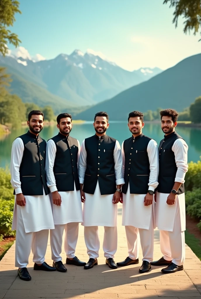 Men in nepali traditional daura suruwal in blue shiny coat