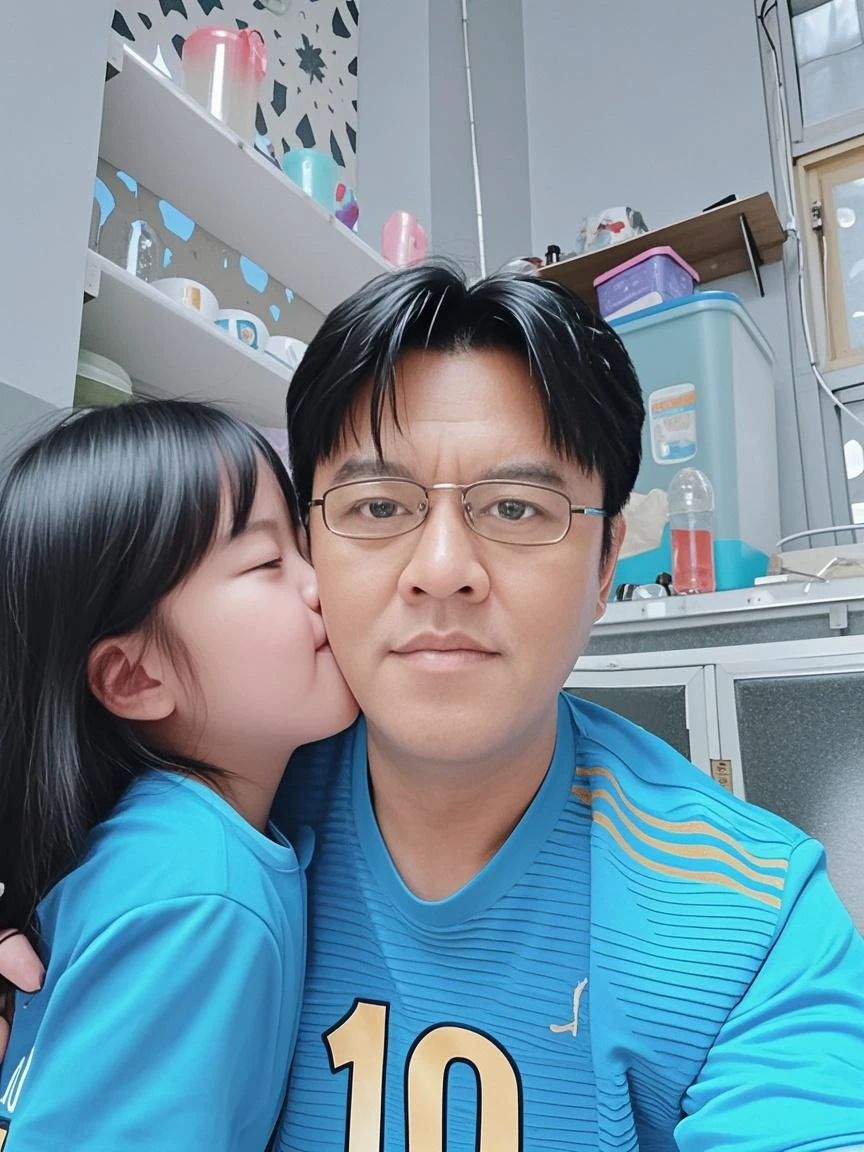 there is a man and a  hugging each other, with a kid, 2 years old, nivanh chanthara, father, 3 2 years old, 2 9 years old, 38 years old, 2 8 years old, 3 6 years old, thawan duchanee, 2 7 years old, 4 0 years old man, 3 5 years old