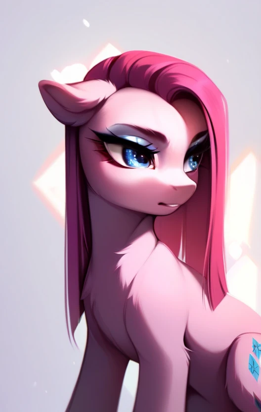 one, unicorn, pony, tree background, beige, pink hair, red pupils, very detailed, artist:sketches