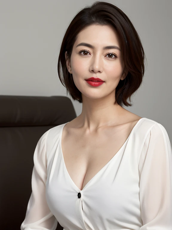 Masterpiece,Best quality, (maam. clerk:1), ((Portrait:1.3)), Cross arms,Large room,Chest straight, Smile,DEEP-V COLLAR,Long white legs,skin hyper-detail,Clear pores,in a panoramic view,Cocked buttocks,No underwear,black lence stockings,Beautiful young Japanese woman over 45 years old, Perfect face, Fantastic look, (Detailed facial features), Clean and nice face,White and tender toes
