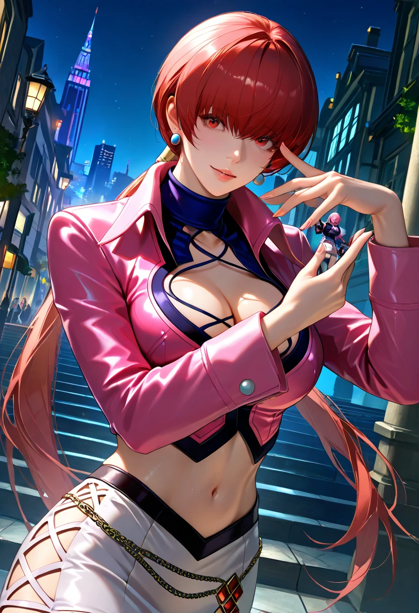 masterpiece,best quality, unreal engine, ultra res, extremely detailed
<lora:hews style by goofy ai:0.3> <lora:cutesexyrobutts_v2:0.> <lora:puuzaki-puuna-lora-v1:0.>
<lora:Round_Breasts_V7:0.4>ROUND BREASTS, big BREASTS
1girl, waist, slender,(muscular:0.9)
<lora:Character_shermie_v10:0.7>
SHE1, HAIR OVER EYES, SPLIT PONYTAIL, PINK JACKET, CLEAVAGE, FUR TRIM, BLACK DRESS, EARRINGS, JEWELRY