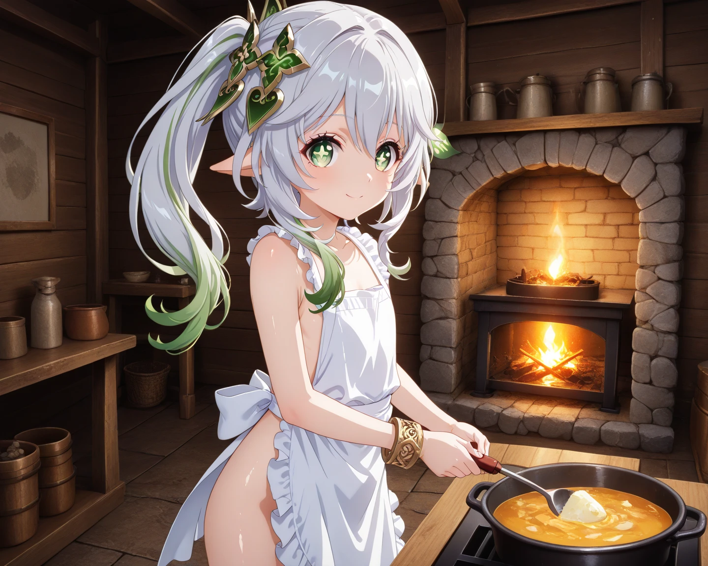 1girl, solo, nsfw,, (wearing nothing: 1.5), large breasts., empty eyes  , run elise jewelria, , green hair, long hair, red eyes, AHOGE. ,, flooding, fire, heavy snowfall, frozen, file, crying, sea, cooking, whole body, Cherry tree、 blue sky, church,, classroom, garden, , nipple , wet, hospital、、16 years old、