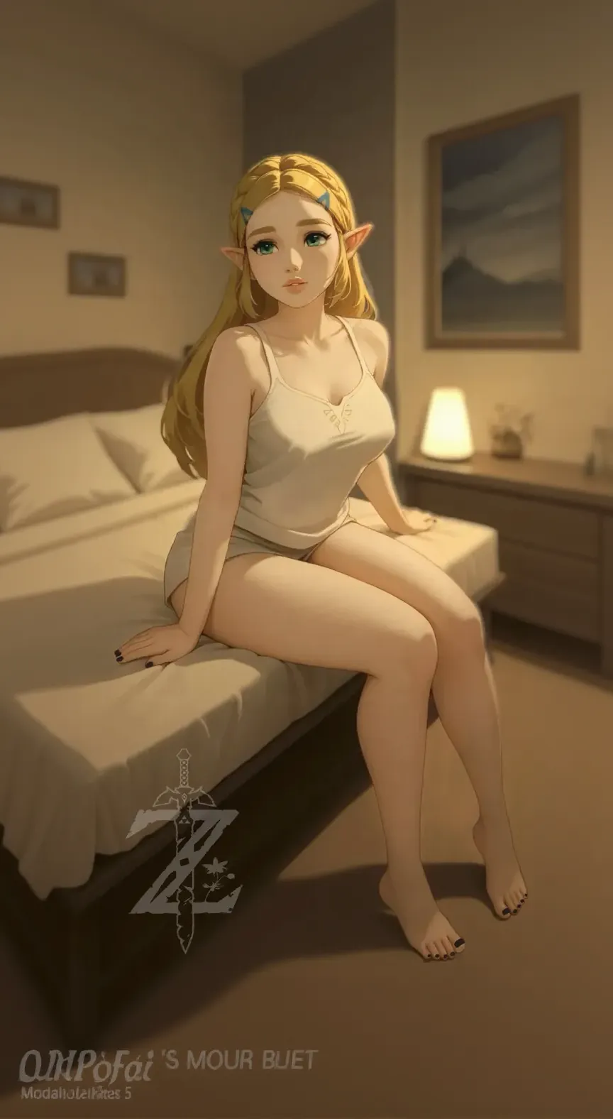 Blonde Asian Bed One Piece