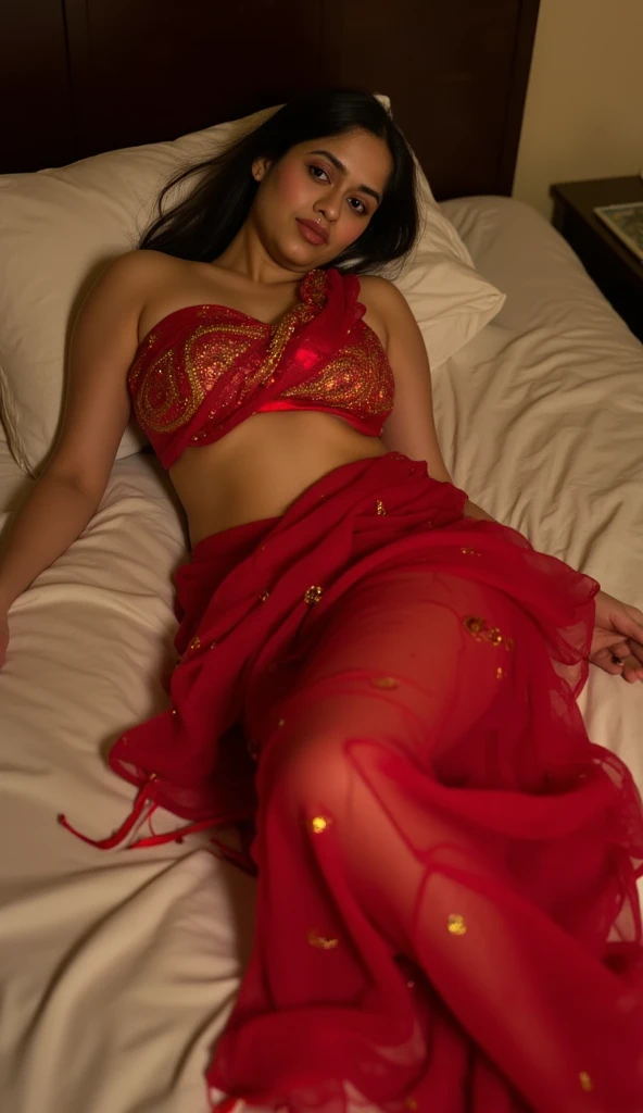 Realistic photography, beautiful nude Indian bride in red lehenga, sleeping on flowers bed, shuhagraat , (First night of marriage), flowers on bed, nude, naked, juicy pussy, legs spread, suhagrat sez, suhagrat sage, sex, having sex with groom, fucking, dildo inside pussy, missionary