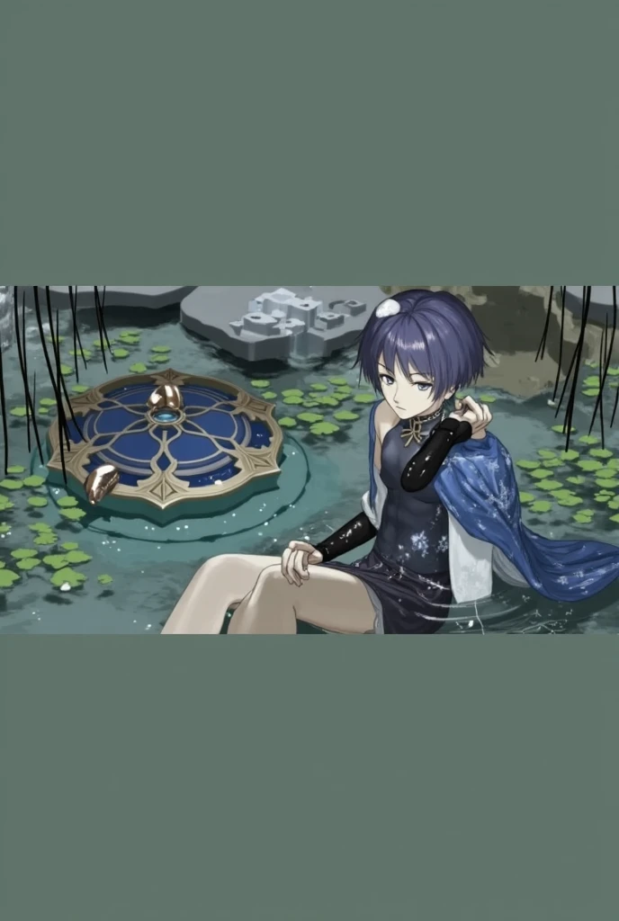anime girl sitting on a rock near a waterfall with a purple dress, anime goddess, marin kitagawa fanart, seductive anime girl, [ 4 k digital art ]!!, smooth anime cg art, extremely detailed artgerm, beautiful alluring anime woman, highly detailed exquisite fanart, made with anime painter studio, by Shitao, beautiful anime girl