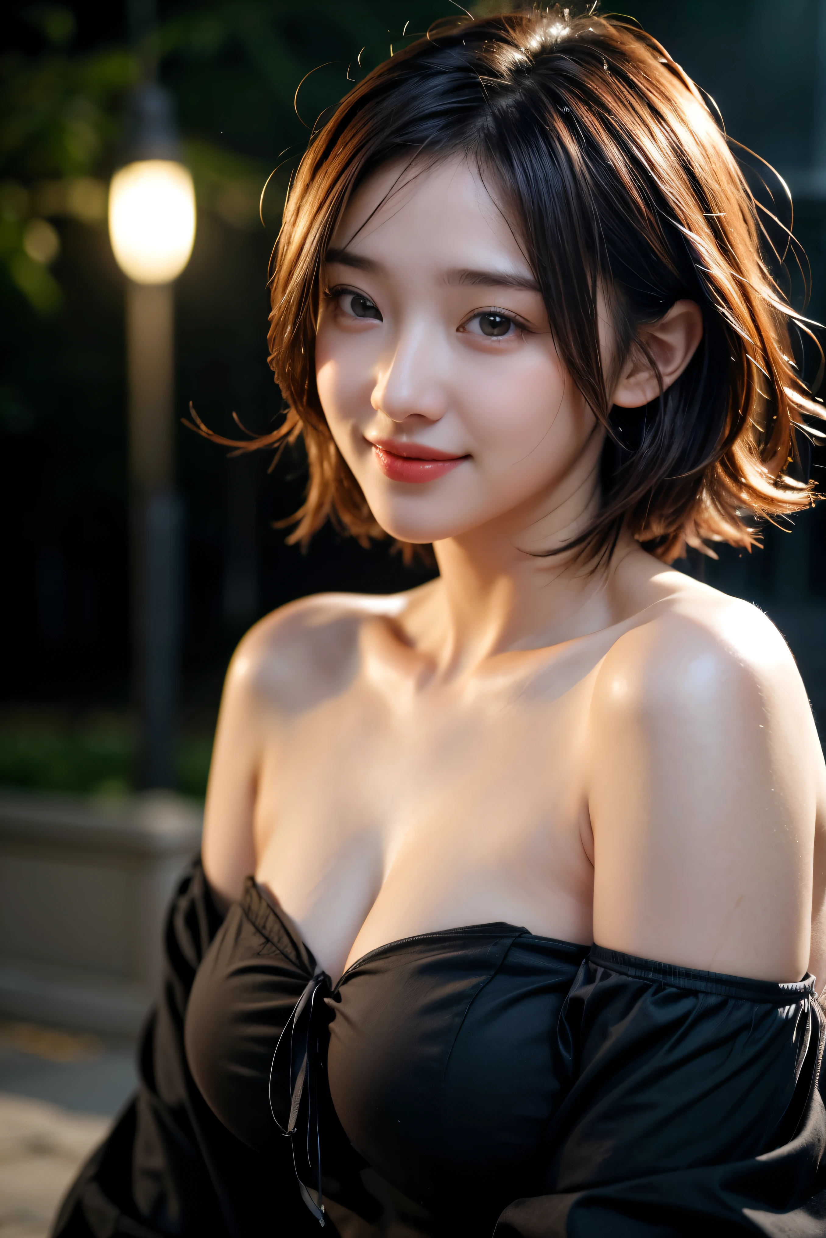 Handsless posture, Do not wear revealing clothing, mix4,(8K, RAW photo, Best quality, Masterpiece:1.2), (Realistic, photo-realistic:1.37),1girll,Cute,Cityscape, Night, rain, Wet, Professional lighting, photon maping, Radio City, Physically-based rendering,, gradient black colour hair,, Short curly hair, Handsome,Girl, purplesweater, top quality picture, high resolution, 1080p, (Clear face), (Detailed facial description), (Detailed hand description), (Masterpiece), (exquisite CG), Extreme light and shadow, Messy hair, Master's work, rich details​, (Fine facial features), (highest quality picture), (Masterpiece), (Detailed eyes),Look ahead with your eyes,fine collar bone