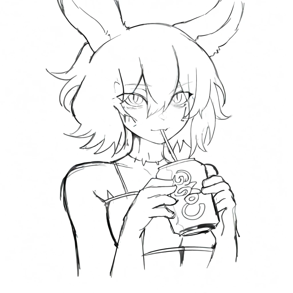 A girl with her back sitting on the floor taking a selfie, back, looking back, selfie, ((full body)) , wearing ripped shorts, striped pantyhose, crop top, medium hair, looking at the viewer lineart, monochrome masterpiece, girl with long ram horns, hair, white background, , ((ram horns)), Pentagram drawn on the floor,sketch,
