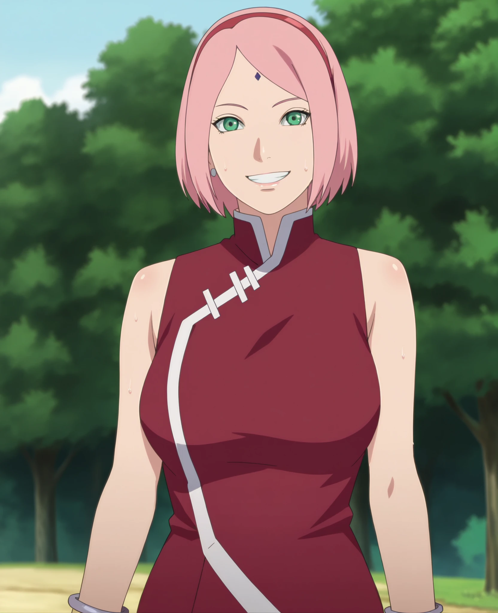 cherry blossoms, Pink Hair, short hair, One girl, Ahegao,Ecstasy face, Blushing,Embarrassed expression,Outdoor Exposure,全naked,naked,真っnaked,Pink nipples,Pussy juice from pussy,Masturbation, Large Breasts,
