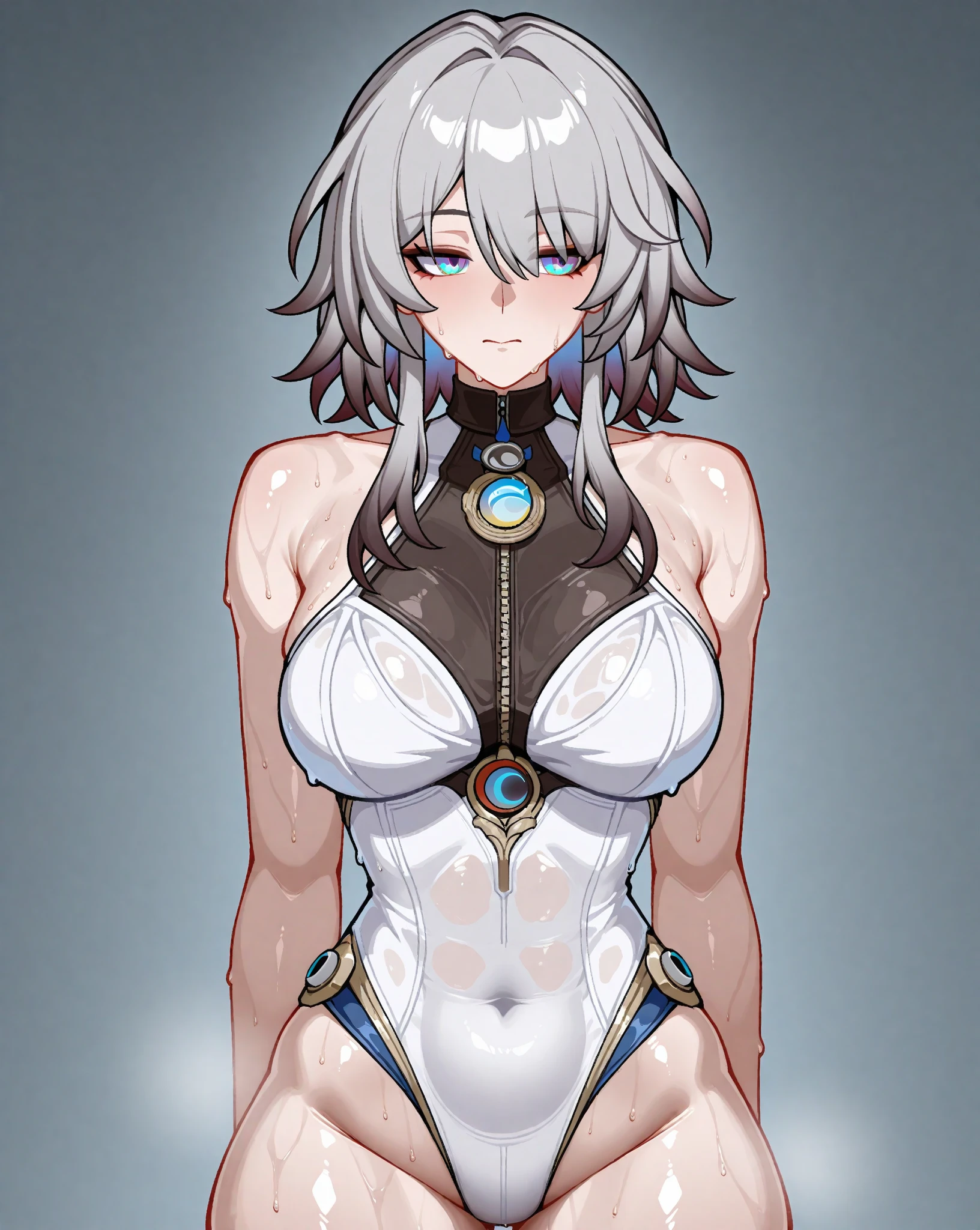 score_9,score_8_up,score_7_up,score_6_up, easynegative, solo, shiny skin, solo, looking at viewer, seductive look, grabbing breasts, lactating, cow print bikini, nipples out,
Weiss Schnee, braided ponytail, small breasts, large thighs, medium ass, light blue clothes,