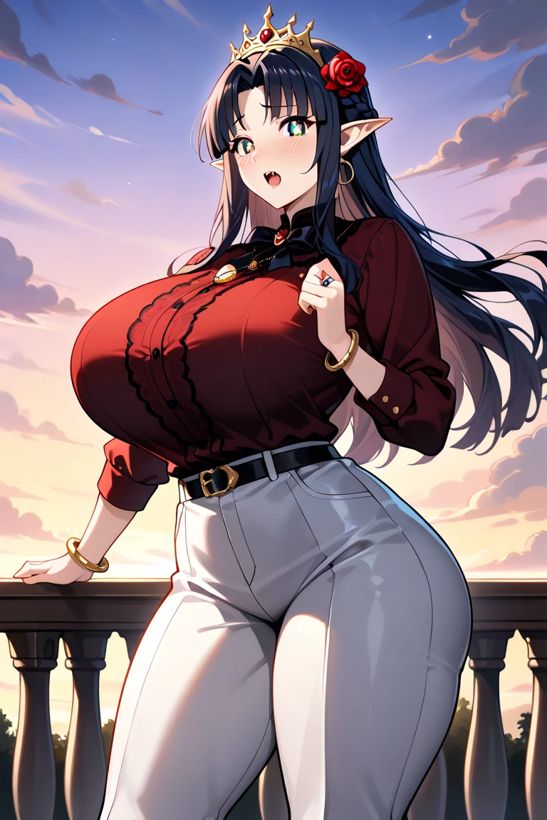 Beautiful Girl, (Overly Plump Thighs: 1.5), Biggest Breasts, Biggest Thighs, (Super Mega Ultra Thick Body: 1.5), (Enormously Huge Breasts: 1.69), (Massively Oversized Breasts: 1.5), (Extremely Wide Thighs: 1.5), (Extremely Large Breasts: 1.5), (Long Brunette Hair), (Big Beautiful Blue Eyes), (Black Skirt), (Big Cleavage, Red Cropped Top), (Overwhelmingly Large Breasts: 1.5),
