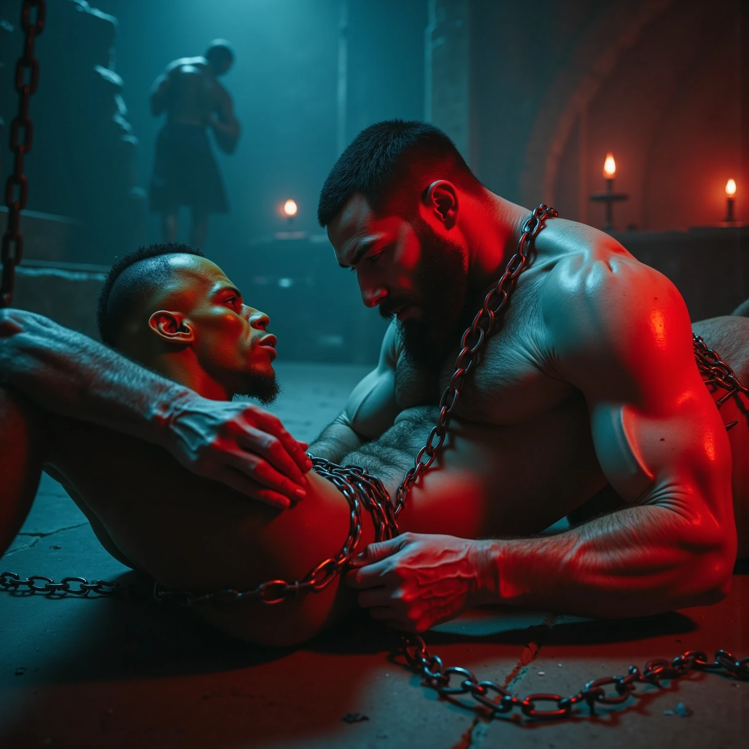 Satan with a giant penis and a handsome body fucking other mans in a curch