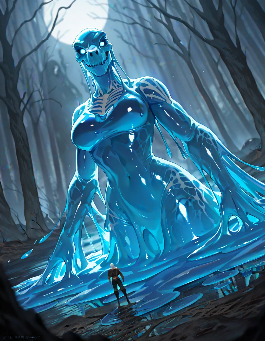 1boy, <lora:MintSlimeSkin-18:1.1>, <lora:kionantArtistStyle_v10:0.5>,mintslimeskin , luminescent translucent body ,
cowboy shot, in a forest ,
very long hair,