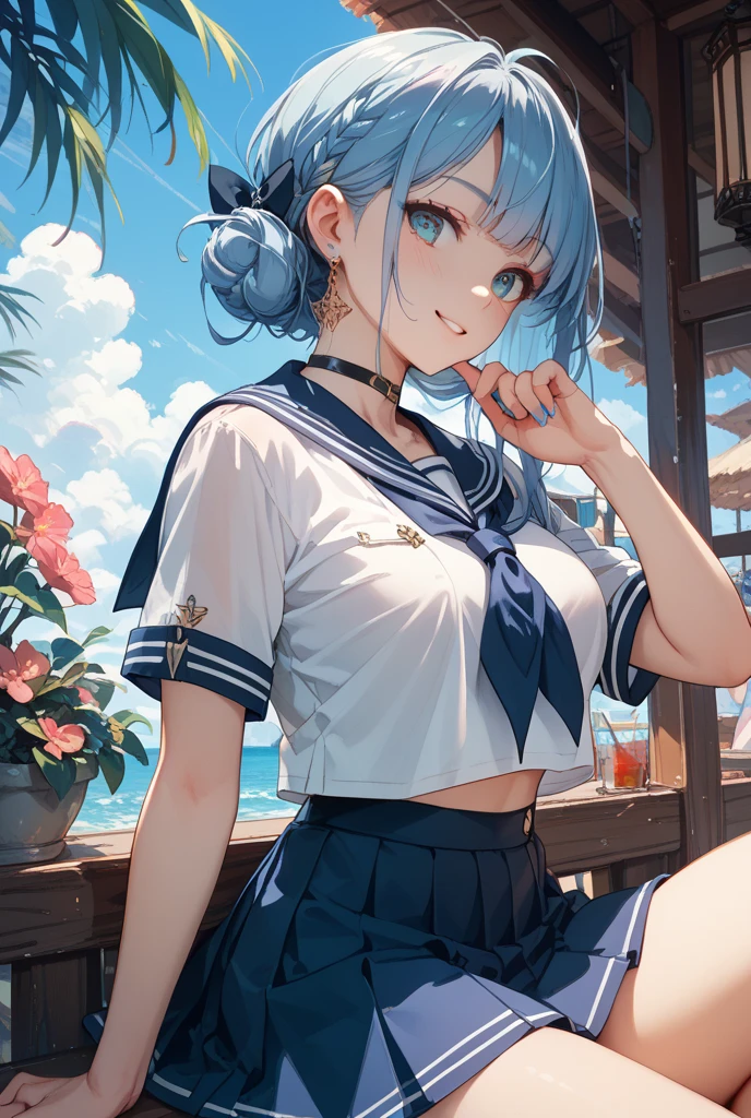 Sailor girl in sailor suit with sailor hat and sailor suit, 2 d anime style, inspired by Un'ichi Hiratsuka, Fubuki, Rei Hiroe, Anime girl with teal hair, Mikudayo, inspired by Rei Kamoi, kirokaze, retro anime girl, 2 D Anime, anime moe art style, Lori