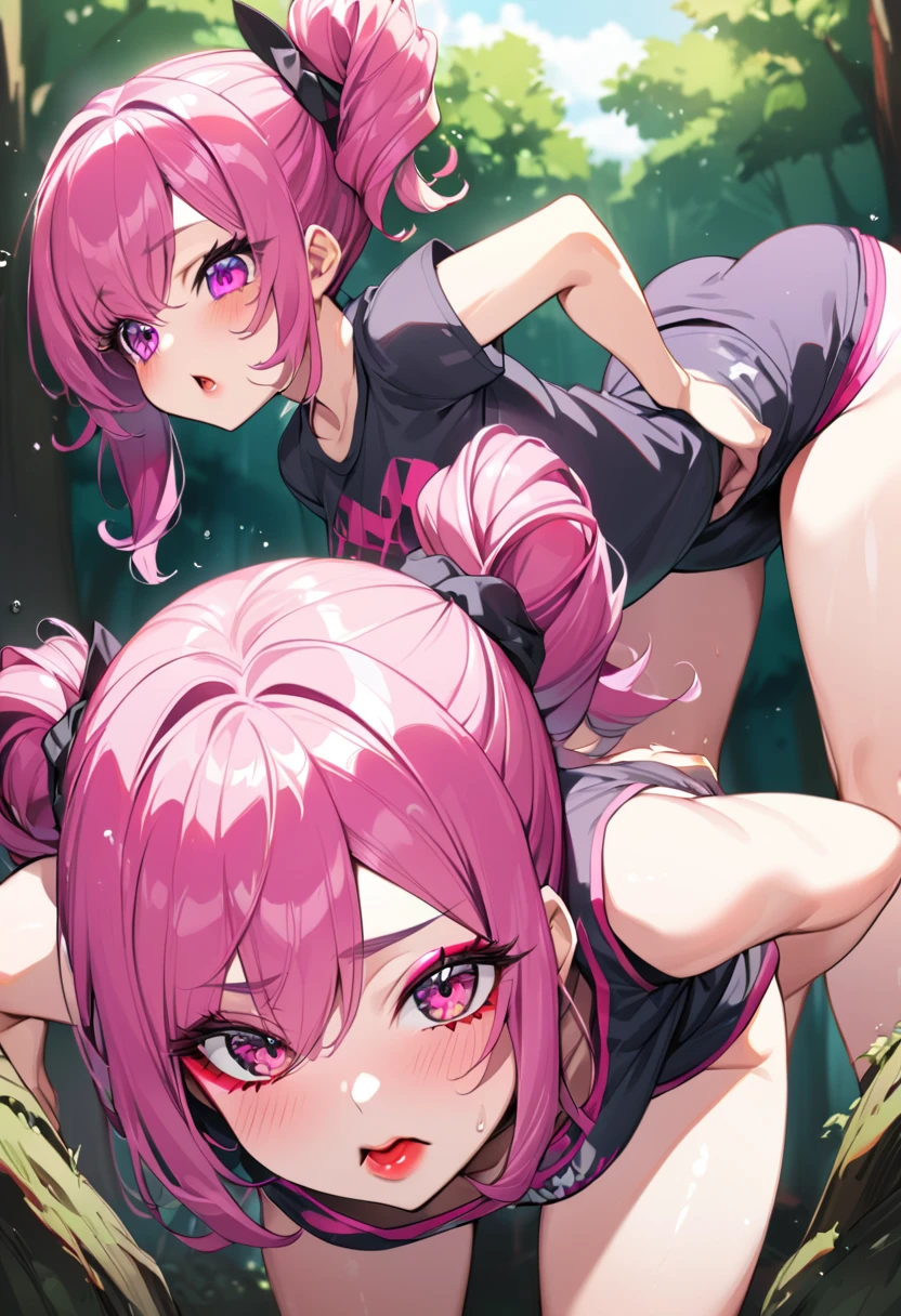 One Woman、cute女性、Thick thighs、Best image quality、High resolution、masterpiece、super high quality、Squat with your legs apart、cute、Striped bra、Striped panties、Panties visible through a very short pleated skirt、Big Ass、Big Breasts 、Blushing、4K quality、Blushing、Proud face、Wearing black knee socks、bed、Squat with your legs apart、Panty shot、Sweaty all over、Heavy breathing、Chest is bobbing up and down、heart、Condescending look、Low - Angle、Zoom in on the crotch、Cowboy Shot、(From below:1.8)、Sit on the living room sofa with your knees raised, Spread your legs