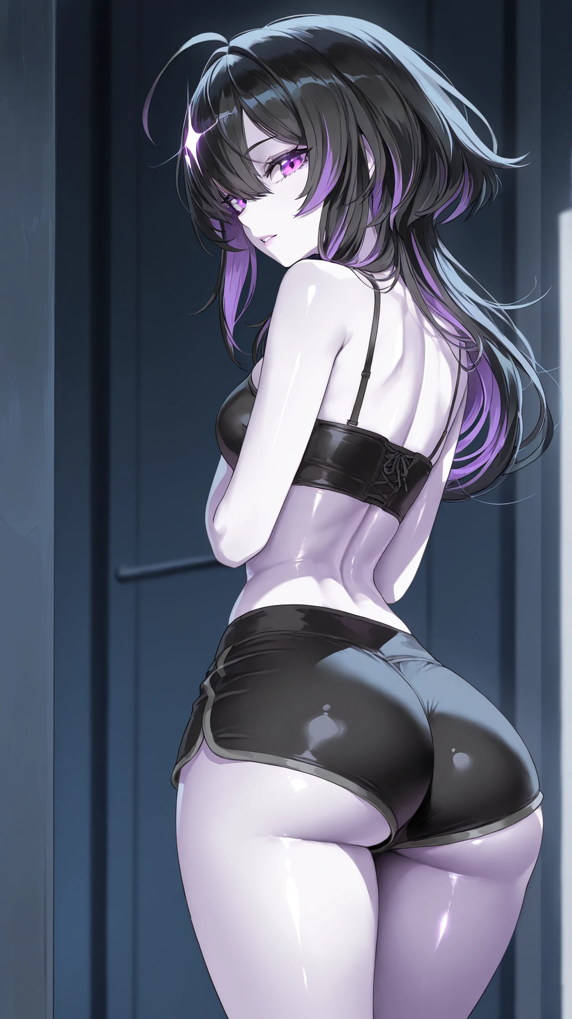 Obra maestra, mejor calidad, ultra detallado, 1 chica, animal_orejas, CULO, Backless_leotard, doblado_encima, negro_leotard, negro_muslos, senos, cerrado_boca, Dutch_angle, falso_animal_orejas, de_behind, gris_Background, cabello_Bien, halo, heart, leotard, luz_rubor, Largo_cabello, mirando_en_espectador, mirando_Back, bajo_alas, medio_senos, rosa_cabello, rosa_halo, playboy_Bienny, conejo_orejas, simple_Background, soltero_side_Bien, sonrisa, solo, Sin tirantes, Sin tirantes_leotard, muslos, muy_Largo_cabello, blanco_alas, alas, yelbajo_eyes, big ass, t back, thong