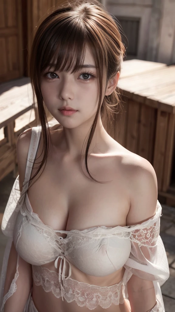 (best quality,masterpiece,ultra high res,photorealistic:1.4),raw photo,1girl,asian girl,off shoulder,small breasts,cleavage,sexy belly,beautiful detailed eyes,beautiful detailed lips,longeyelashes,vivid colors,soft lighting,floral background,peaceful atmosphere,delicate skin,subtle makeup,brown hair flowing,title: "Ethereal Beauty: A Serene Portrait of an Asian Girl"