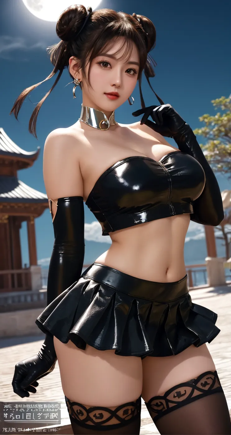 (8k raw photos, top quality, masterpiece, UHD), (realistic, photorealistic: 1.37), (realistic skin shading), ultra high resolution, depth of field, soft sunlight, very cute 16 year old girl, slant or almond-shaped eyes, cute face, solo, cheeky smile, cleavage, big, very big breasts, very detailed eyes and hair, beautiful skin down to the smallest detail, attractive thighs, side ponytail, dark red hair, thick bangs, juicy thighs, skirt, boots, medieval cityscape, crowd,