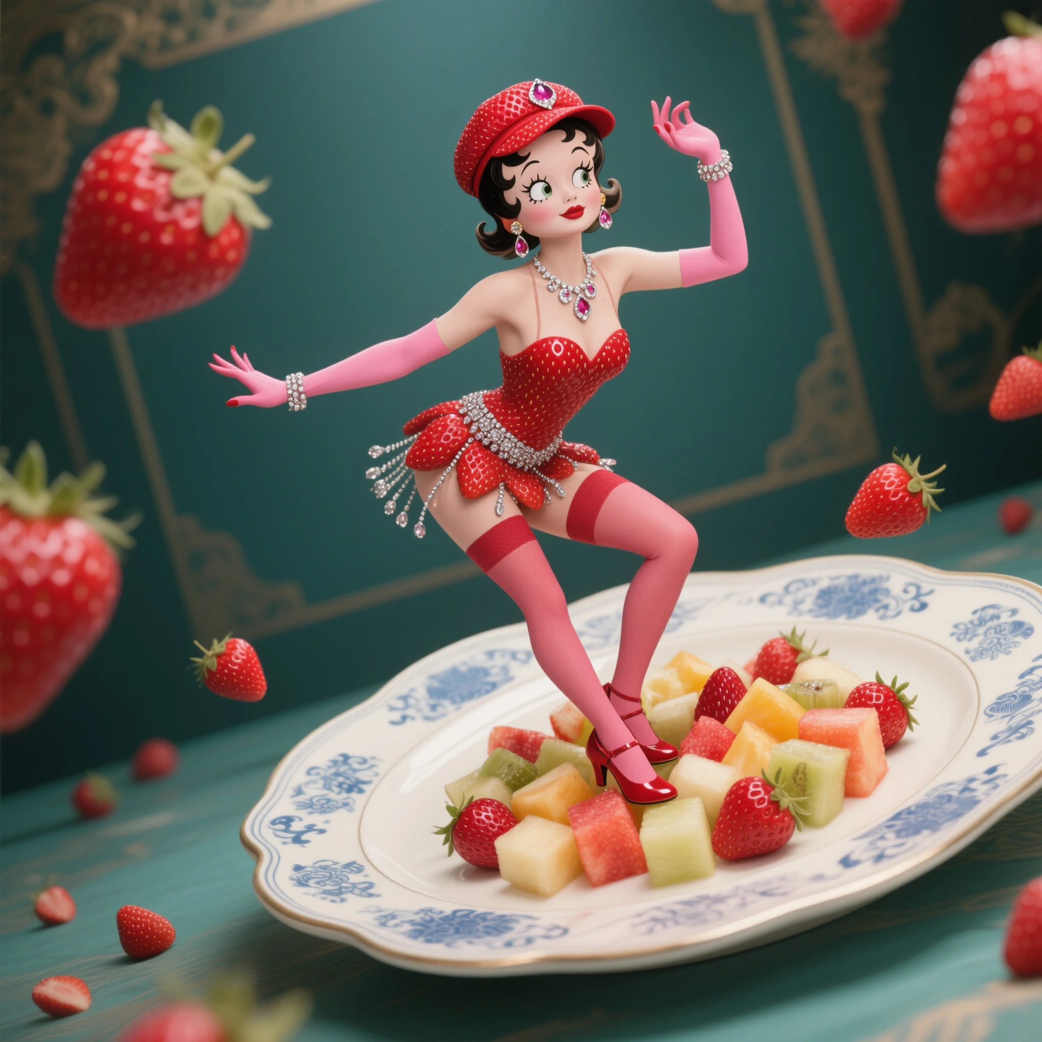 cute watermelon fruit barbie, octane render, unreal engine, highly detailed, intricate