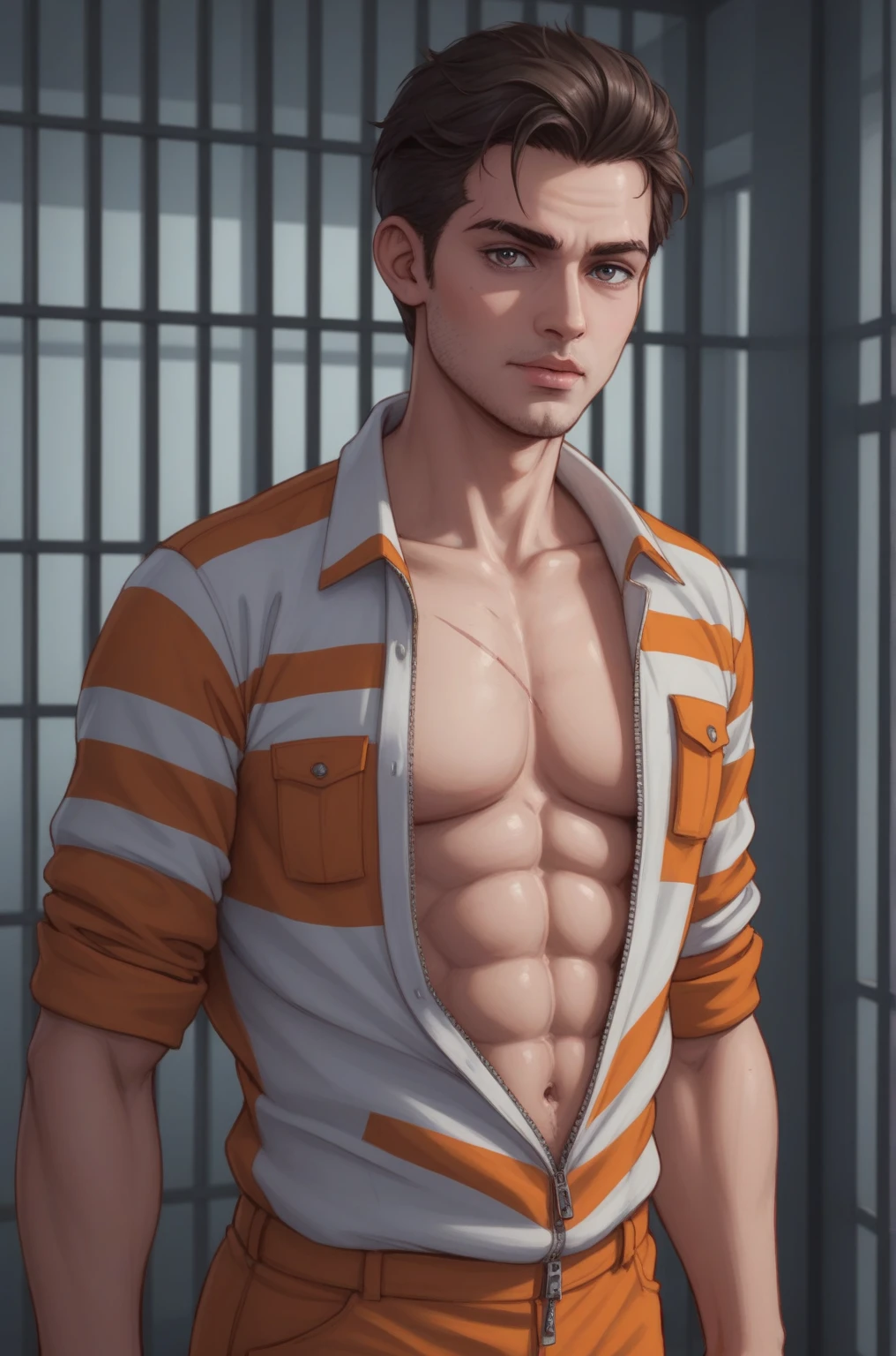 Make this photo anime, handsome boy,