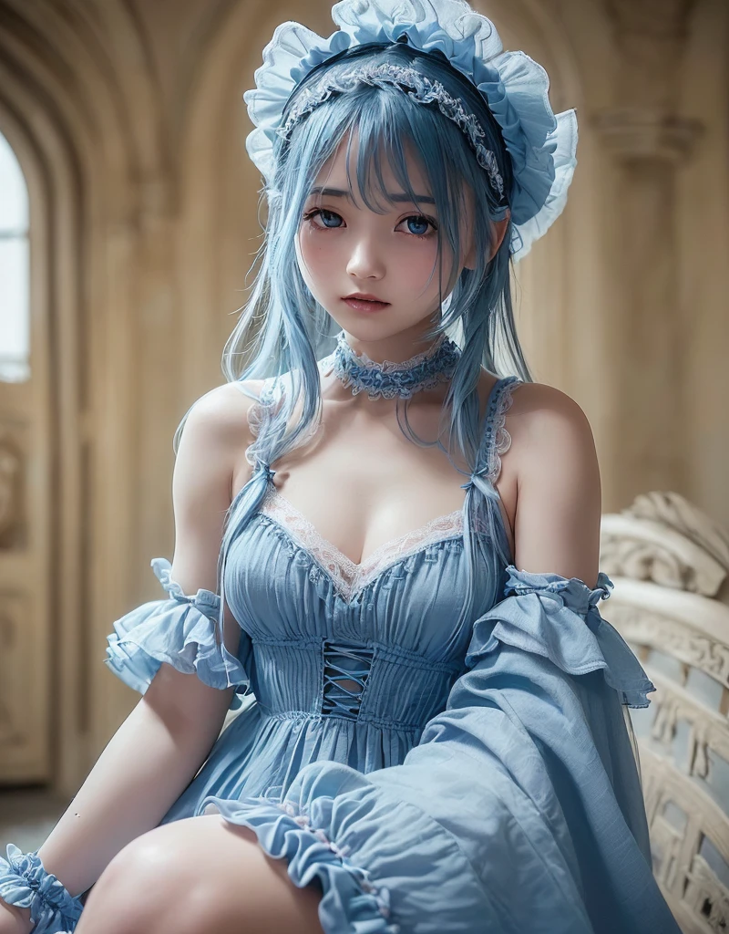 Snow Country High Resolution Light Blue Hair, Cleavage, Snow Flowers on Thighs 19 Years Old Droopy eyes 3D gloves