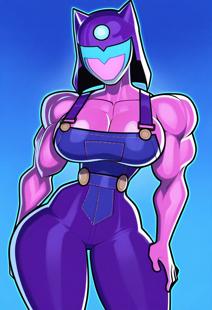 ,masterpiece, best quality, 4k, best quality, masterpiece,sexy robot girl,seams black body, , standing,black cables on head, high-definition, crisp clarity, sharp contrast, vivid luminance, intricate textures, metallic sheen, radiant glow.neon trim,,glowing trims,from below,blank face,sexy,grapping own breasts,indoor,NSFW,(([violet|blue]) glowing trim:1.3),void purple,womb tattoos,smooth head,busty,muscular,large breasts,
