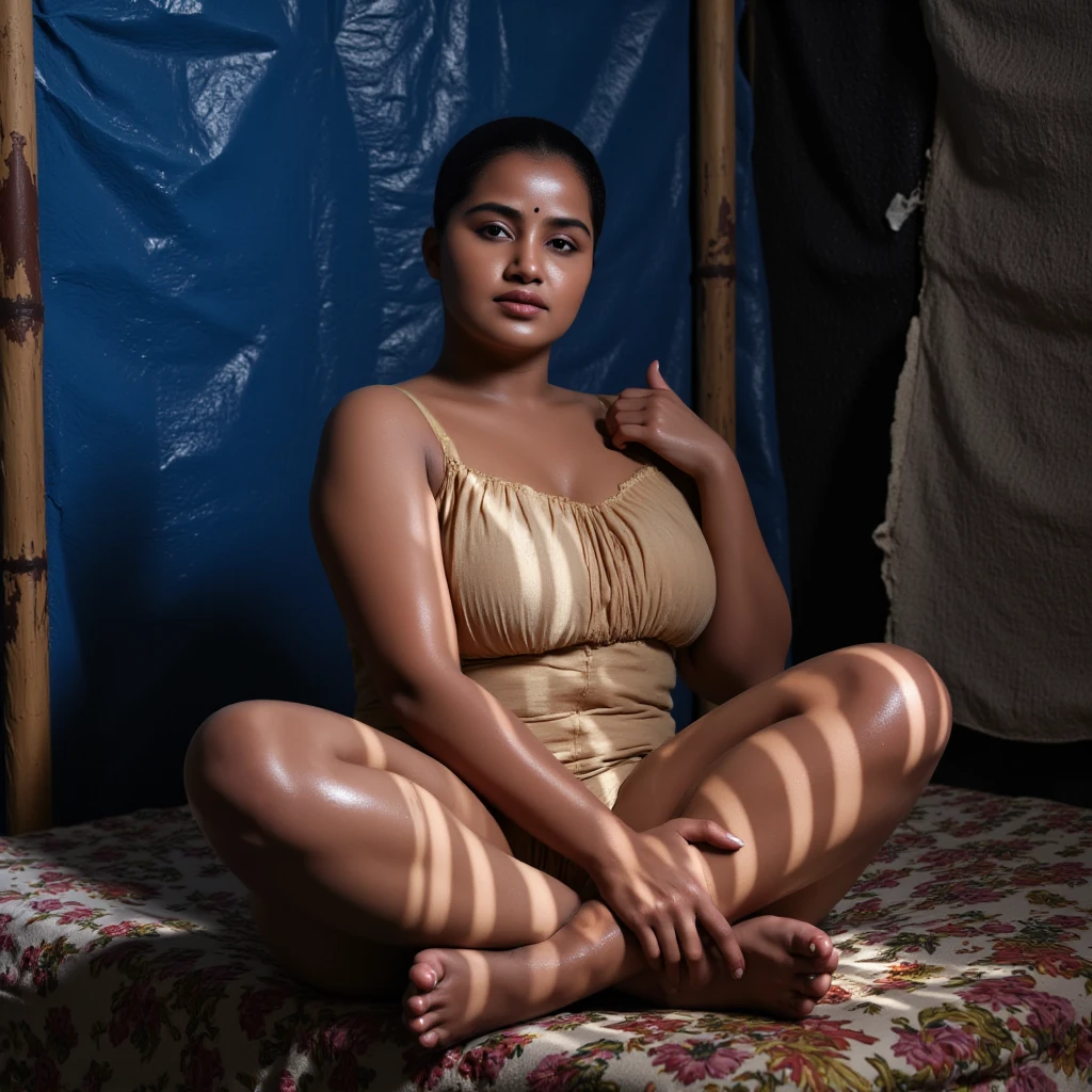 indian girl with preety look sharp eyes beautiful face curly brown hairs, nude and wearing gold jewellery sitting vintage rustic chair and behind background old palace with rustic walls, with red vintage curtain, girl with seduce looks, girl wearing small crown on her head