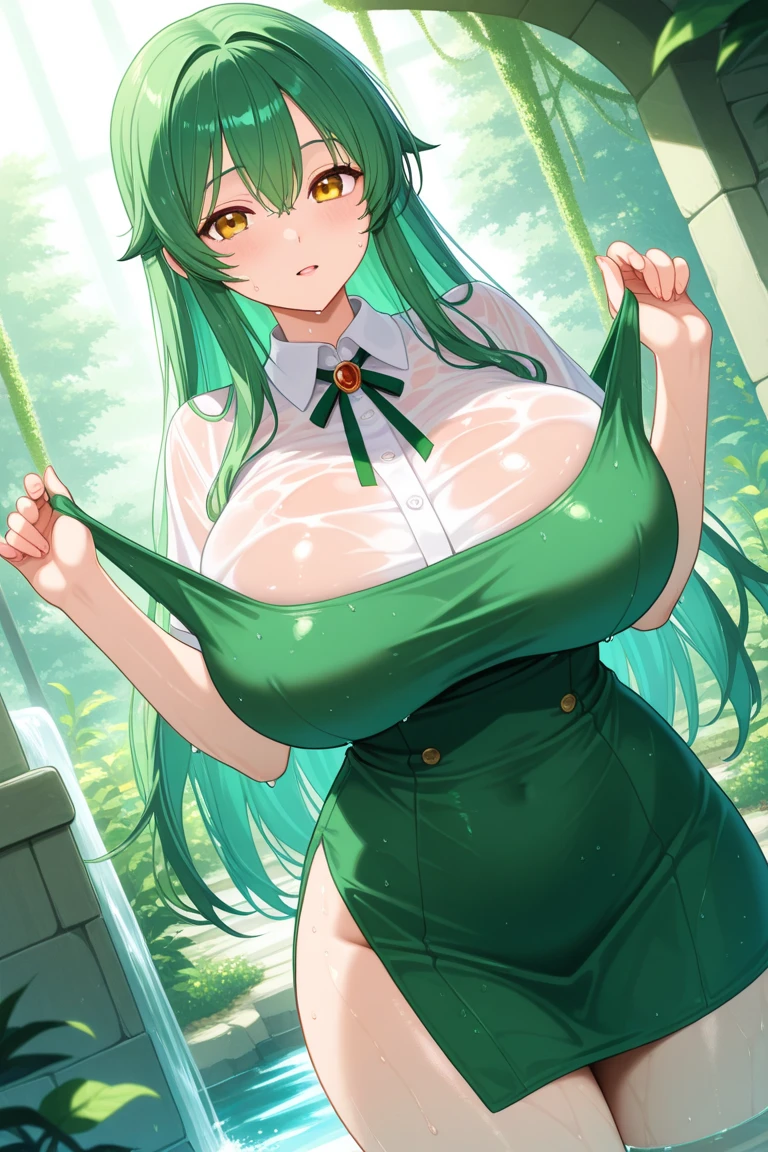 Green Hair、China、swing、E.G
((A Pretty girl wearing the random colored China dress)), short sleeves, ((top-quality, master piece, ultra-definition, high resolution)), anime girl, ((ultra-detailed illust:1.2)), only one person, bangs, hair between eye, green colored hair, beautiful hair, random colored eyes, Shiny eyes, ((detailed eyes:1.2)), ((super gigantic breasts:1.3)), ((bouncing breasts:1.3)), motion blur, ((Give the breasts a blur effect:1.3)), huge tits, Soft breasts, cleavage of the breast, show breasts, ((erected nipples)), shiny thighs, big smile, blushing, opened mouth, in the Chinese restaurant, cowboy shot