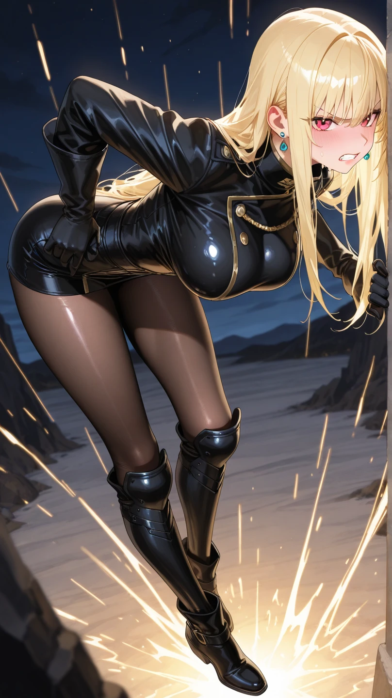 最high quality、Best image quality、masterpiece、With a girl((18-year-old))、((D-cup breasts with firmness))、Large bast、Golden Eyes、Spread your chest wide,Blonde long hair、Slender、Big Valley、Gold Bodysuit,Show the whole body、Open your arms、Tied to the cross、Gold ring on wrist、Shoots lightning from hands、Front View、torn clothing:1.5、high quality、Beautiful art、background((Night Sky、Black Cloud、lightning、Intense thunder、Lightning strikes、Red Thunder、Blue lightning、Gold Thunder)))Tabletop、Visual Arts、Depth of written boundary、Night Sky