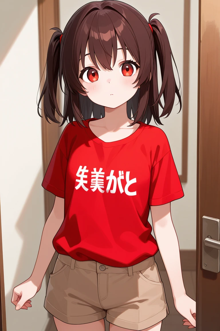 (best quality, masterpiece, 8k:1.2), (anime:1.2), detailed, Shinomiya Kaguya,1girl, solo, (black hair:1.2), side Lock, red eyes, short hair, folded ponytail, red hair ribbon, eye light, small medium breasts, (T-Shirts, Leggings), room, blush, From below),
Definition CG Unity, Perfect lit, bright_front_face_lit,Super detailed, photograph, 8K, nffsw, High resolution, (absurd:1.2), kodak portrait 400, film grain, Lens flare, (lively_color:1.2), looking at the viewer, (cowboy shot:1.2), dynamic angle,