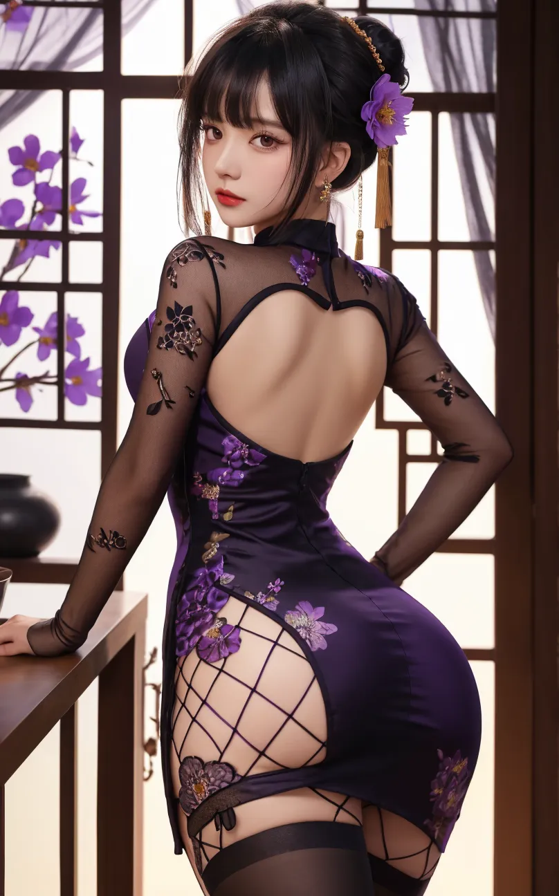 realistic, 1gril, per HD, 12k, beautiful breasts, looking at the camera, sitting on the sofa, long black hair, facial details, detailed person, body details, clothing details, hair details, body details, body details, breast details, vagina details, clothes, eye details, sweat details, water details, pose (knees bent and legs wide apart) whole body