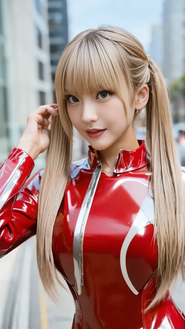 Wearing a blue latex dress and glasses、Blonde woman sitting on bench, Japanese Goddess, elegant and charming cosplay, Blonde Goddess, Beautiful and attractive anime woman, Enchanting anime girl, Anime Goddess, Wearing a blue open-necked dress, Anne Takamaki from Persona 5, Anime Girl Cosplay, Trending on cgstation, Trending on cgstation, sakura petals around her