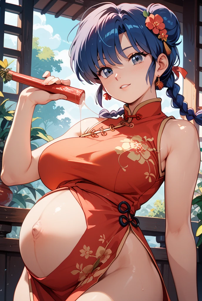 China　Princess　last month of pregnancy　Pregnant women　blush　　Functionality　Shiny red clothes　hanbok　　milking　Mother　Breast milk　child　Mode