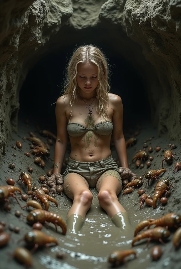 Kate Mara (age 25, nude) is in a bamboo forest. Several slimy tentacles have emerged from the ground and ripped her clothes off. Tentacles restrain her arms and legs. A large tentacle penis probes her for an opening to sex