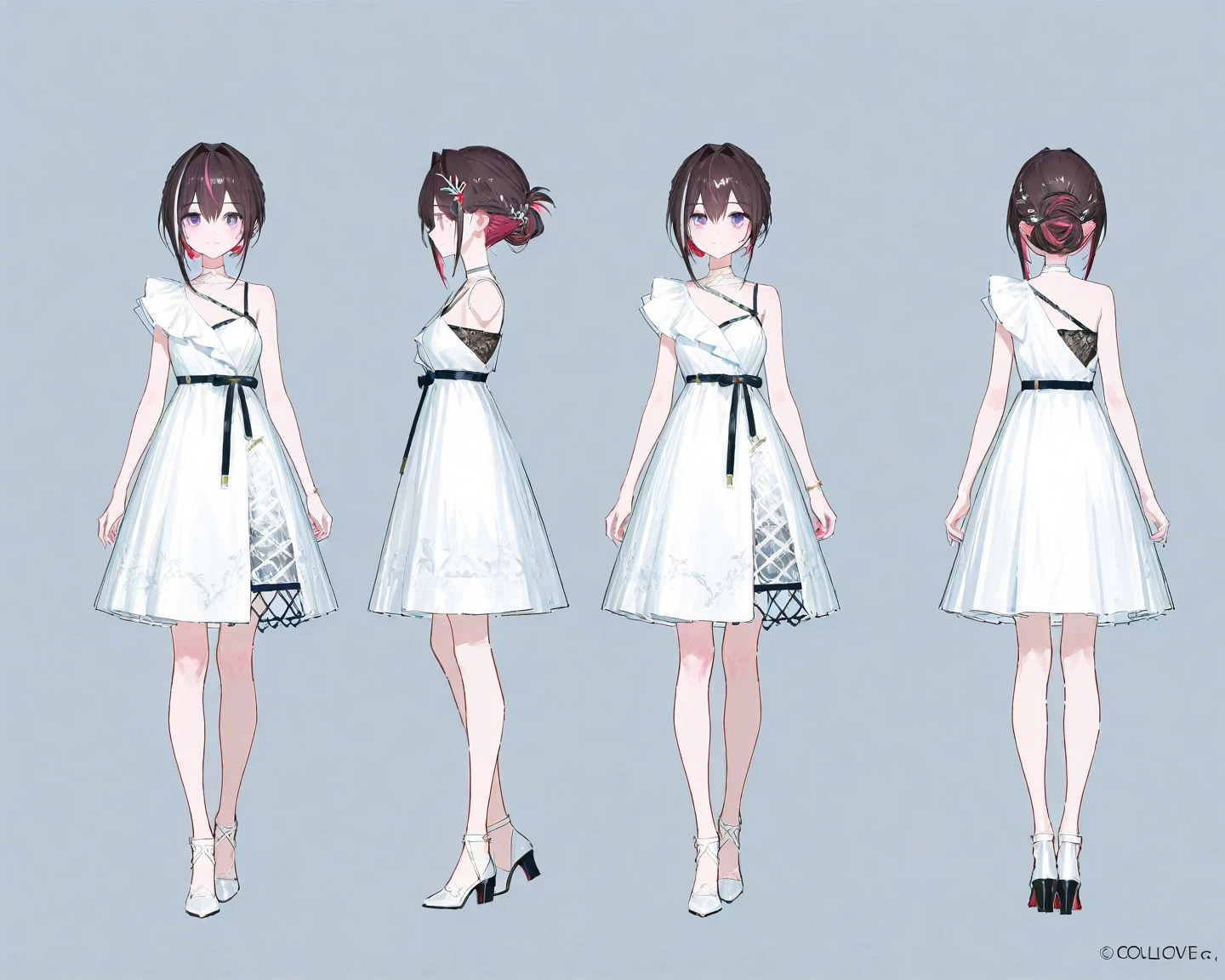 <lora:mw_charturn3: .7> a turn around of a young woman wearing a sundress with daisies on it.