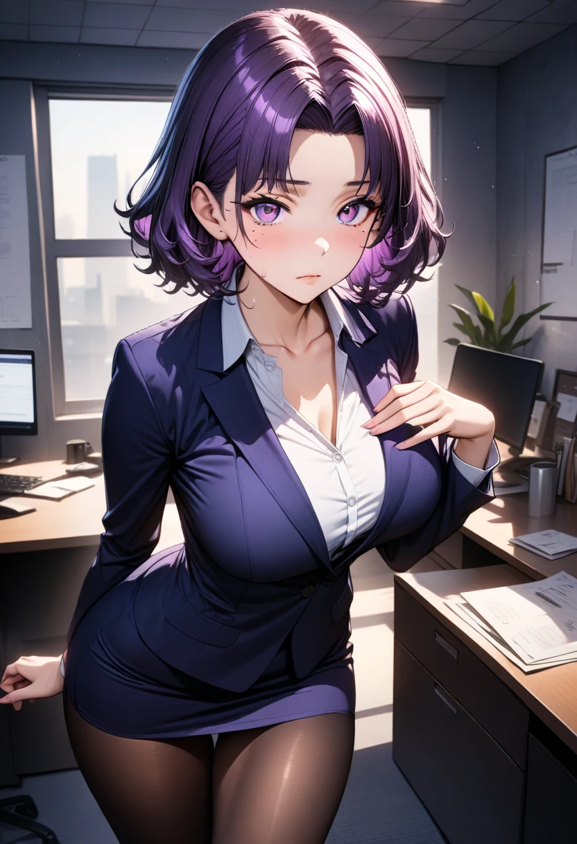 NSFW,Hololive,Towa Tokoyami,Short Hair,(Married Woman:1.3),(officeレディ:1.5),(business suit:1.5),Cleavage,(Pencil Skirt:1.3),(Perfect hands),(Perfect Anatomy),(masterpiece),(highest quality),office,storehouse,shelf,One gray-haired old man,(Doing sex:1.5),Embarrassed,blush,(orgasm:1.5),(Ecstasy face:1.5),Lift your butt,Skirt Lift