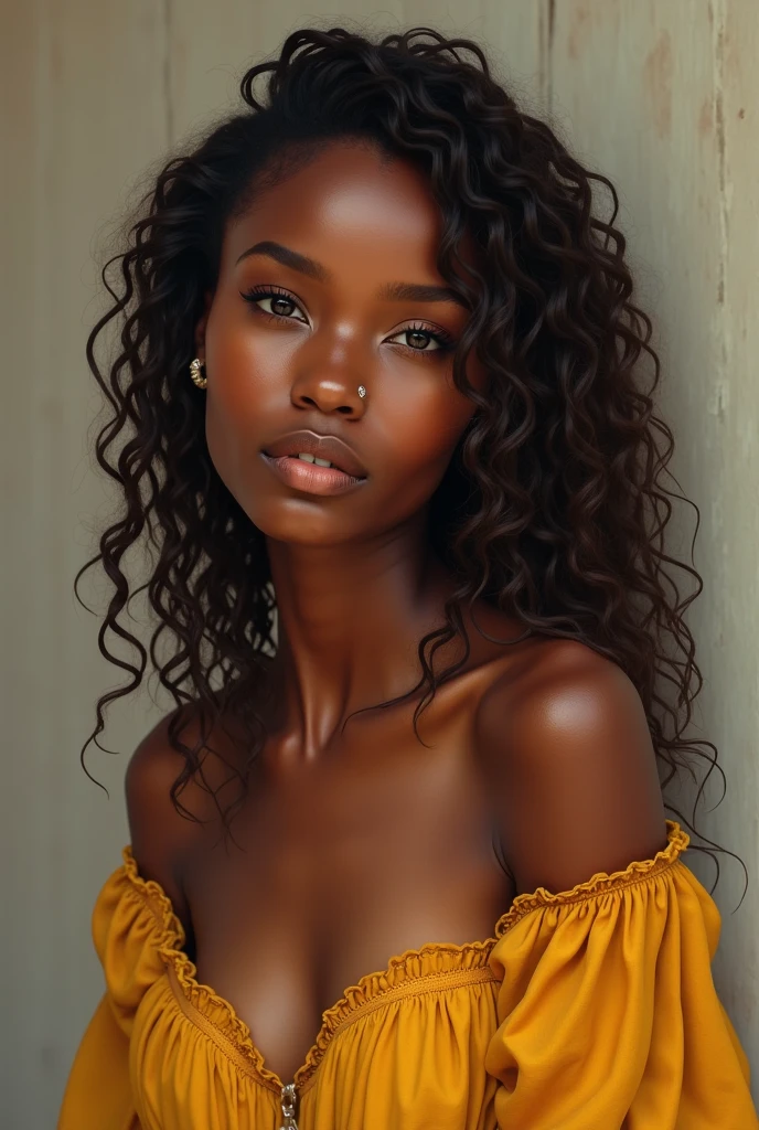 lingerie, cleavage, hijabi, Absurd, ultra-detailed, high quality, masterpiece, detailed face, beautiful eyes(detailed eyes), dark skinned javanese mythology Goddess, goddess of the hearth and home, gentle and graceful, face exudes warmth and kindness, eyes described as soft and comforting, gentle and steady gaze, overall appearance is simple and modest, The fabric of her garments is usually depicted as soft and earth-toned, beauty lies not in extravagant adornments, Her smile is serene and welcoming, Naked
