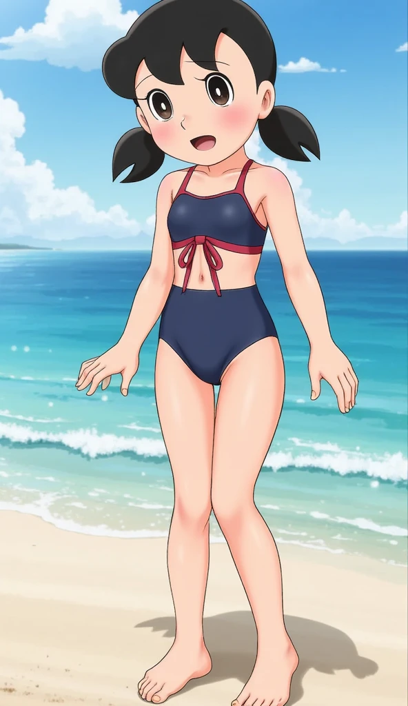 best quality, masterpiece, gold eyes,bikini ,sexy dress, full  body,shizuka,hot,hair strand,Fair skin,side braids