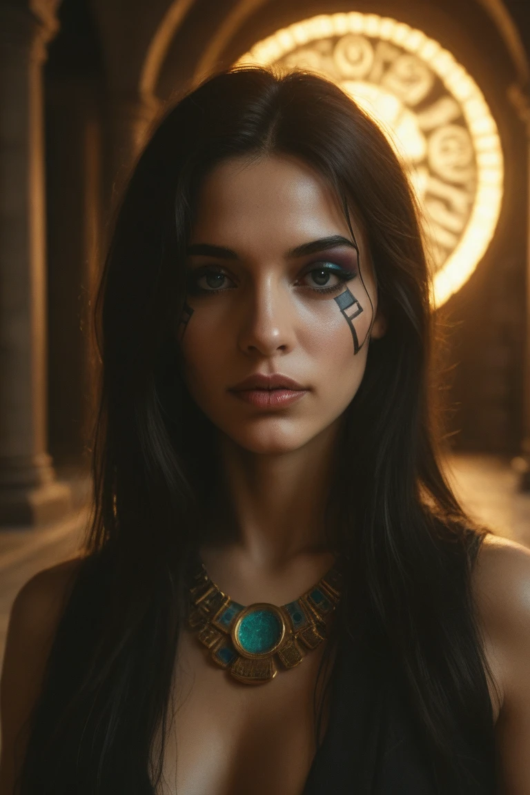 (full portrait), (half shot), solo, detailed background, detailed face, (stonepunkAI, stone theme:1.1), wise, (female), (native american), (beautiful hair, braids:0.2), shaman, septum piercing, mystical, (gorgeous face), stunning, head tilted upwards, (serene expression), calm, Seafoam Green frayed clothes, prayer beads, tribal jewelry, feathers in hair, headdress:0.33, jade, obsidian, detailed clothing, cleavage, realistic skin texture, (floating particles, water swirling, embers, ritual, whirlwind, wind:1.2), sharp focus, volumetric lighting, good highlights, good shading, subsurface scattering, intricate, highly detailed, ((cinematic)), dramatic, (highest quality, award winning, masterpiece:1.5), (photorealistic:1.5), (intricate symmetrical warpaint:0.5),