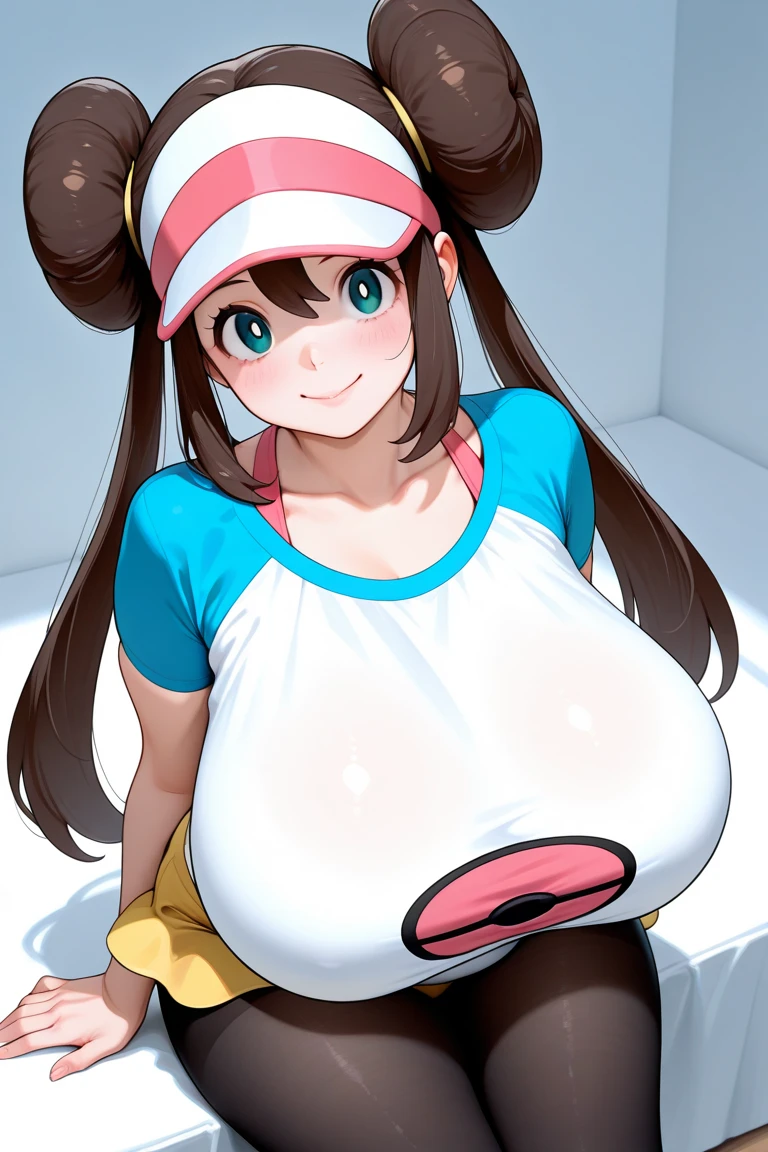 masterpiece, best quality, highres, illustration, highly detailed,  hair bun, blue eyes, twintails, 1girl, solo, Rosa(Pokemon), large breasts, breasts out, beautiful detailed eyes, cleavage, snake, (python), (coiled), snake scales detailed, restrained, scared face, breasts out, bedroom