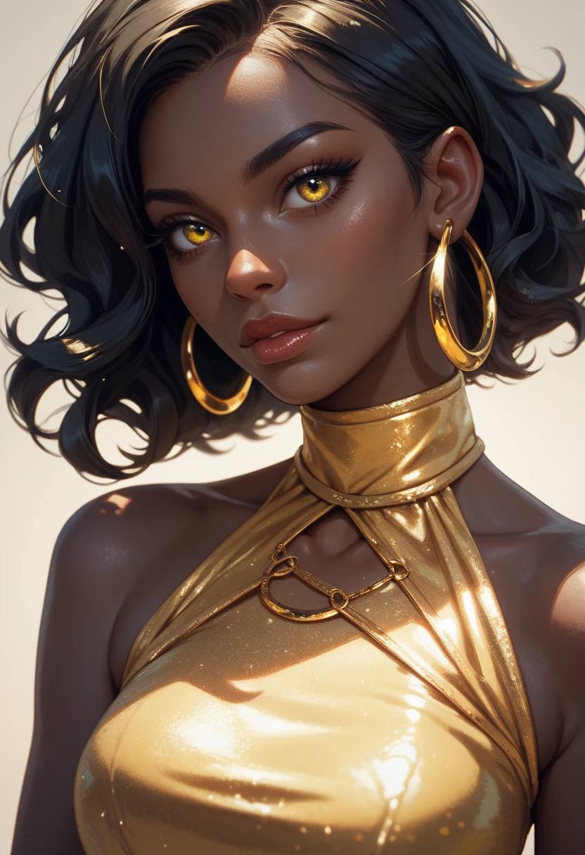 Animated brown-skinned woman with starry eyes