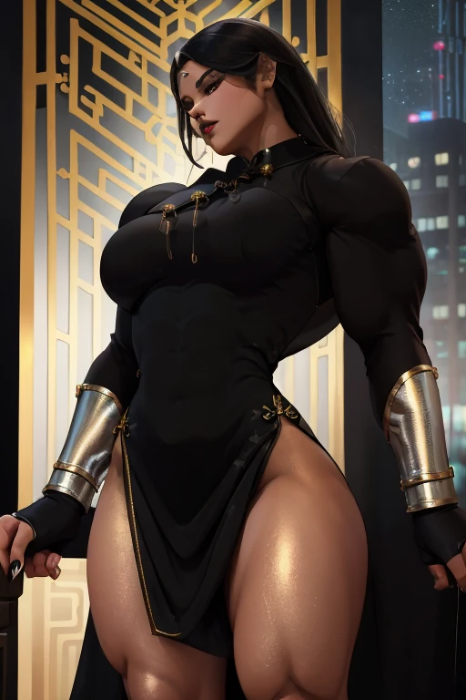 4K Quality, (cute black girl), (big smile), ((black cornrows)), ((dark skinned)), (black and white matching clothes), ((thick thighs)), big breasted, big ass, (facing the viewer), (in the city), ((hazel eyes)), (night time)