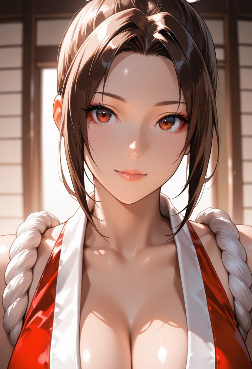 Mai Shiranui, CG 8k ultra-realista, hot woman, seductive eyes, make-up