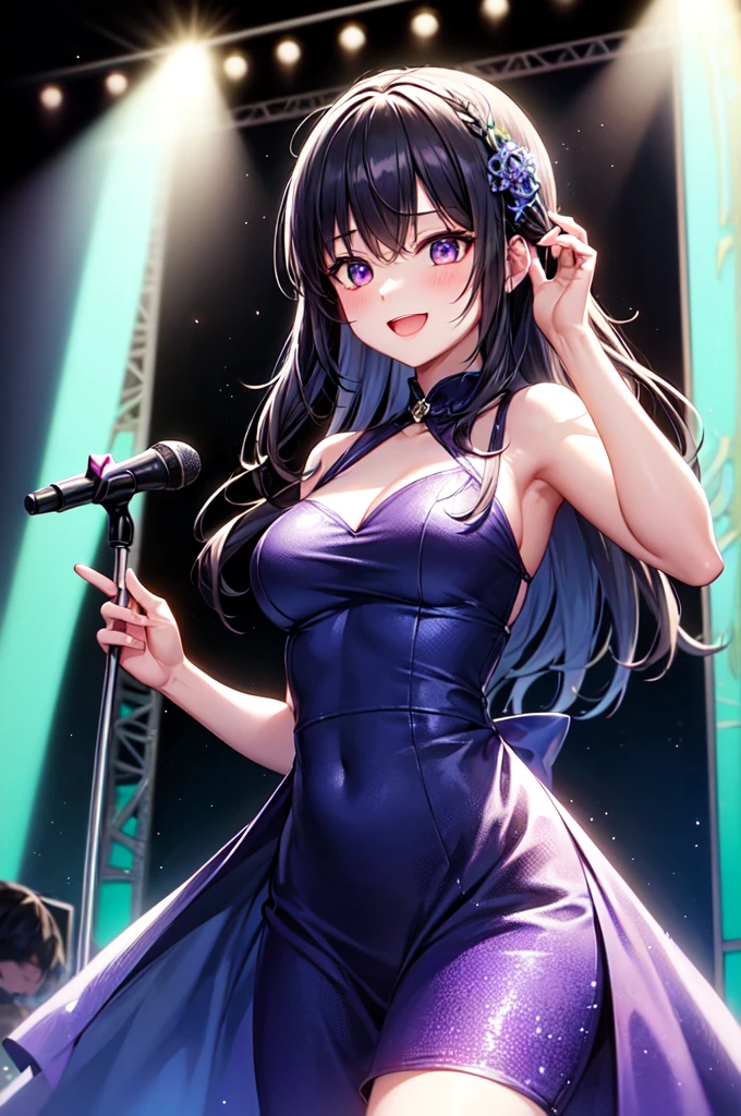 TAKEBAYASHIGTNH
BLACK HAIR, SWEPT BANGS, HAIRCLIP, STRAIGHT HAIR, LONG HAIR, GREEN EYES, Big Breasts , live stage, formal dress, solo,