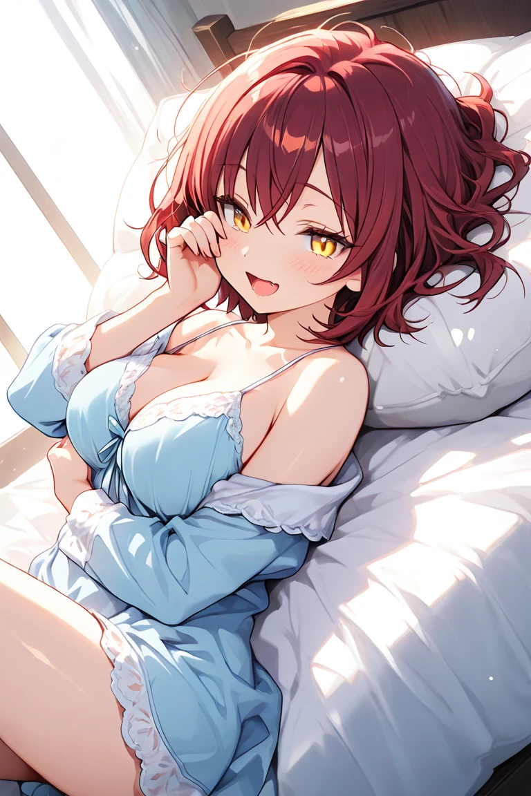 (masterpiece:1.2, best quality), (highly detailed:1.3), 1girl in bedroom, 20 years old, busty, red hair, black panties, taking off panties, undressing, morning, sunlight, best shadows, best lighting, leaning forward, nipple, extended downblouse, panty drop, panties drop, panty pull, red hair, golden eyes, hot, wet, sexies, lying on the bed, ahegao, rolling eyes, masturbation.