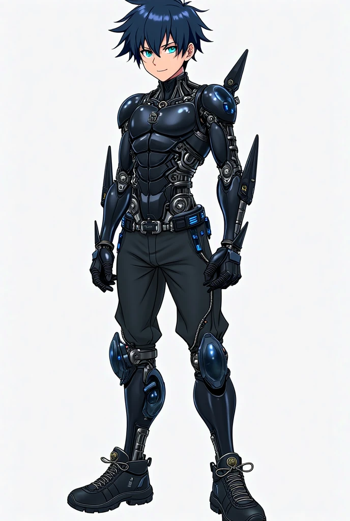 1male , Black Hair , Low Cut Hair , Sharp Hair , Black Eyes ,Modern Military Combat Clothing, Muscular , Black Armored Bodysuit , Baggy Black Pants , White Armor Pieces , Serious Expression , Standing On Street , Ruined City Background