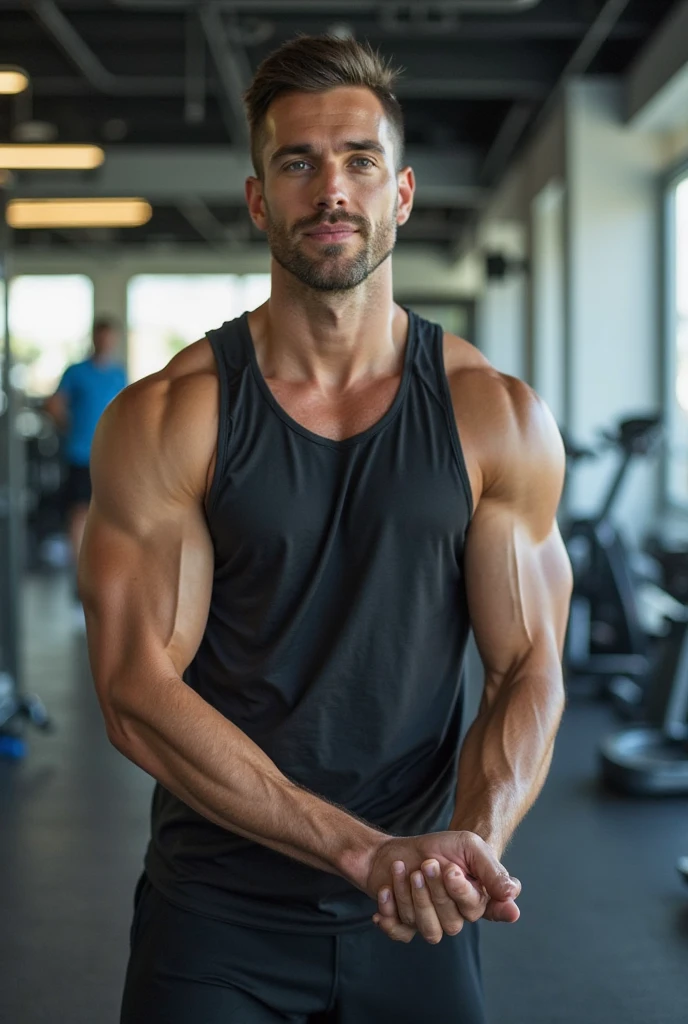 chris evans as a hot physical education teacher, muscular body, massive bulge doggy position
