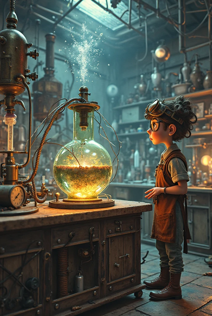 child working in a laboratory, how things work